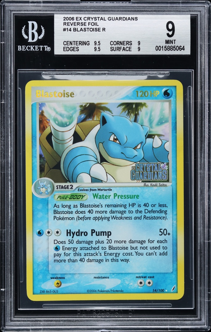 2006 Pokemon EX Crystal Guardians Reverse Holo Blastoise #14 BGS 9 MINT
