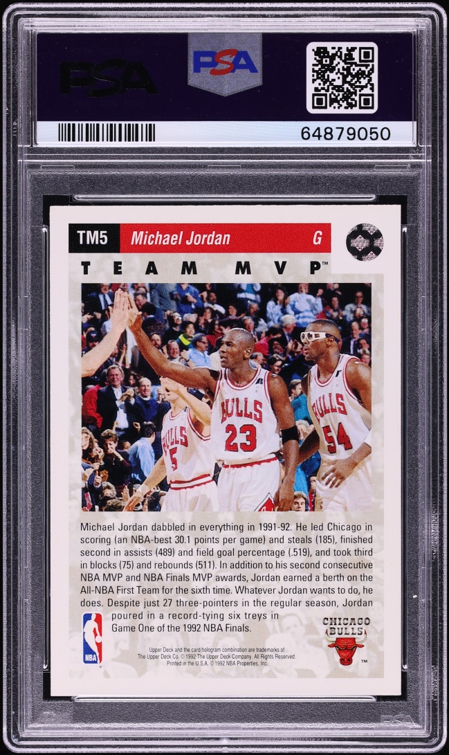 1992 Upper Deck Team MVP's Michael Jordan #TM5 PSA 10 GEM MINT