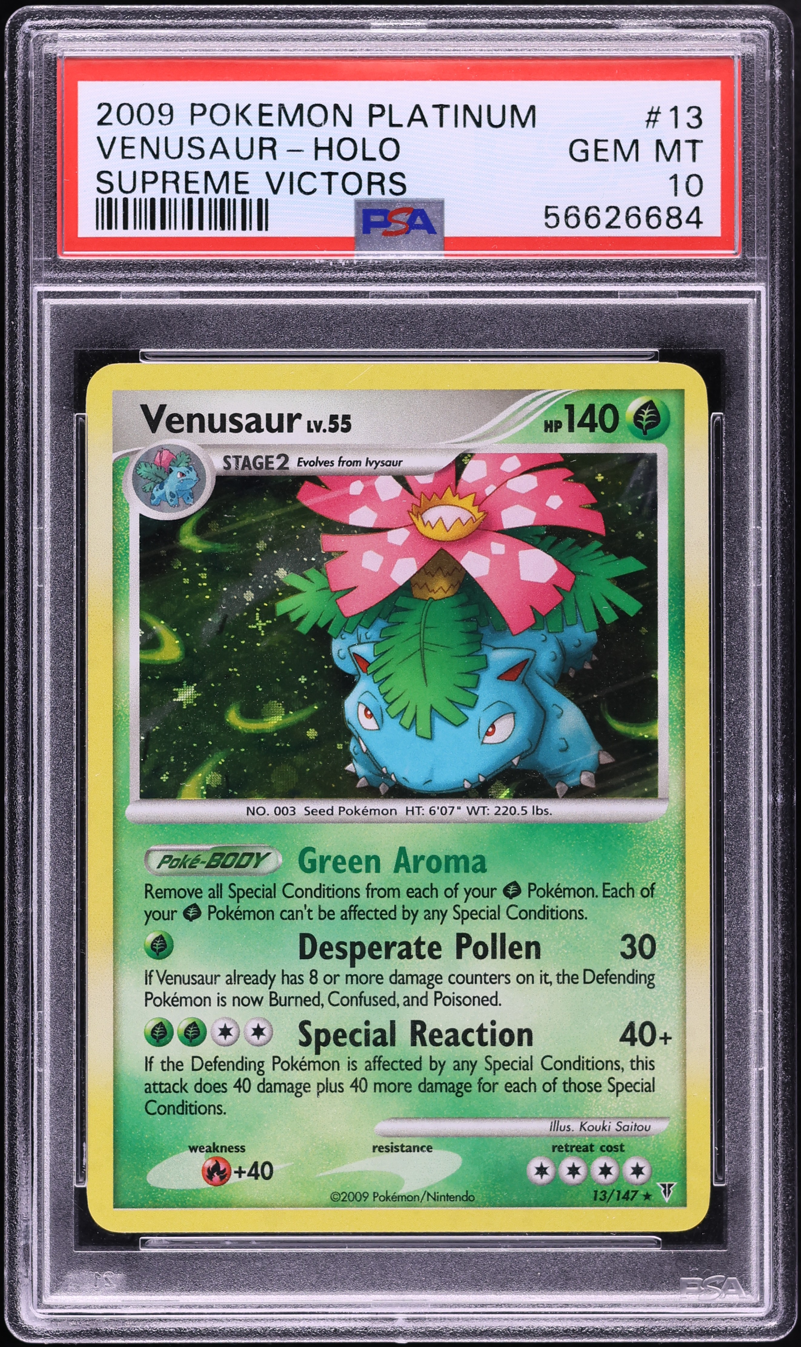 2009 Pokemon Platinum Supreme Victors Holo Venusaur #13 PSA 10 GEM MINT