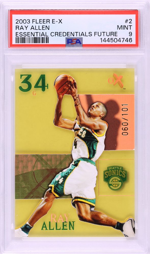 2003 Fleer E-X Essential Credentials Future Ray Allen /101 #2 PSA 9 MINT - Photo 1
