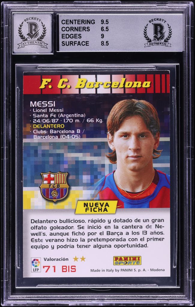 2004 Panini Sports Mega Cracks Lionel Messi ROOKIE AUTO #71 BAS BGS 7 NRMT