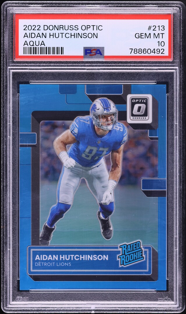 2022 Donruss Optic Aqua Aidan Hutchinson ROOKIE /299 #213 PSA 10 GEM MINT