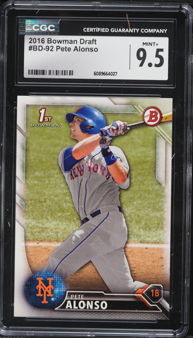 2016 Bowman Draft Pete Alonso PROSPECT #BD-92 CGC 9.5 MINT+