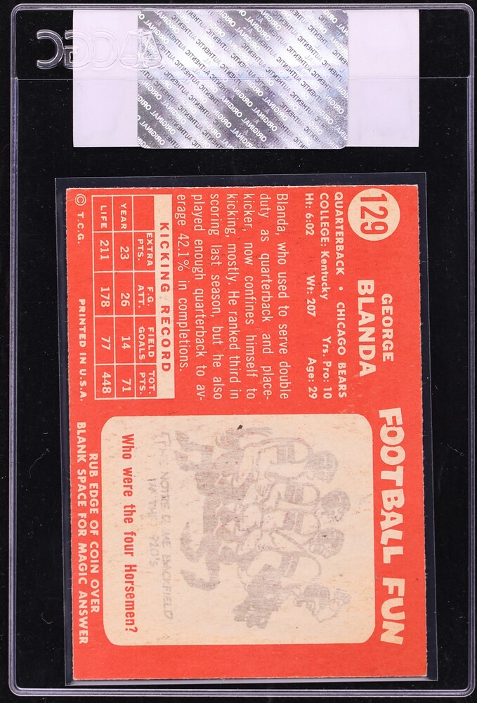 1958 Topps Football George Blanda #129 CGC AUTH