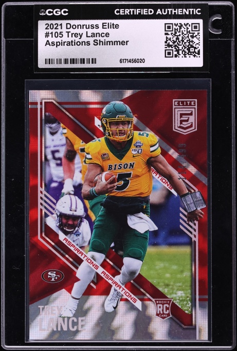 2021 Donruss Elite Aspirations Shimmer Trey Lance ROOKE /499 #105 CGC AUTH