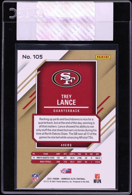 2021 Donruss Elite Aspirations Shimmer Trey Lance ROOKE /499 #105 CGC AUTH