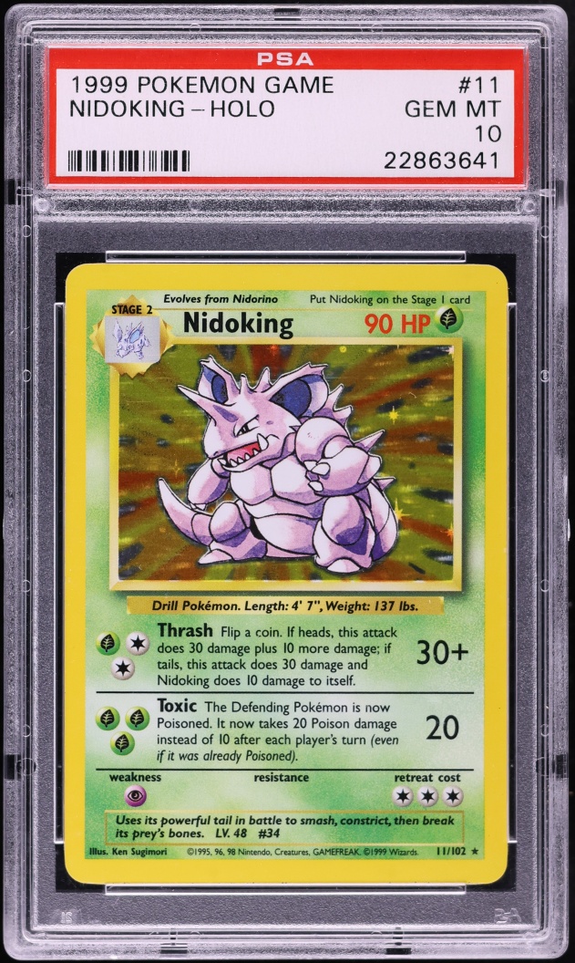 1999 Pokemon Base Set Holo Nidoking #11 PSA 10 GEM MINT