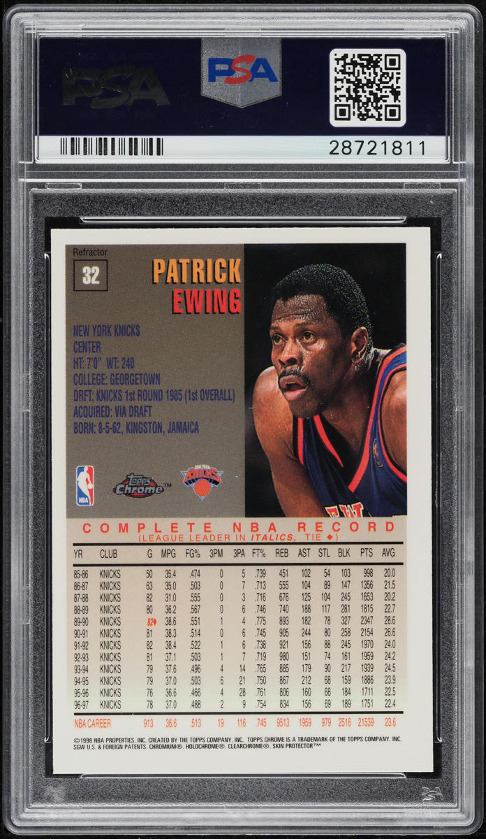 1997 Topps Chrome Refractor Patrick Ewing #32 PSA 9 MINT