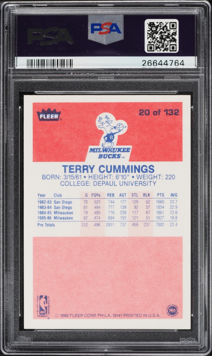 1986 Fleer Basketball Terry Cummings #20 PSA 9 MINT
