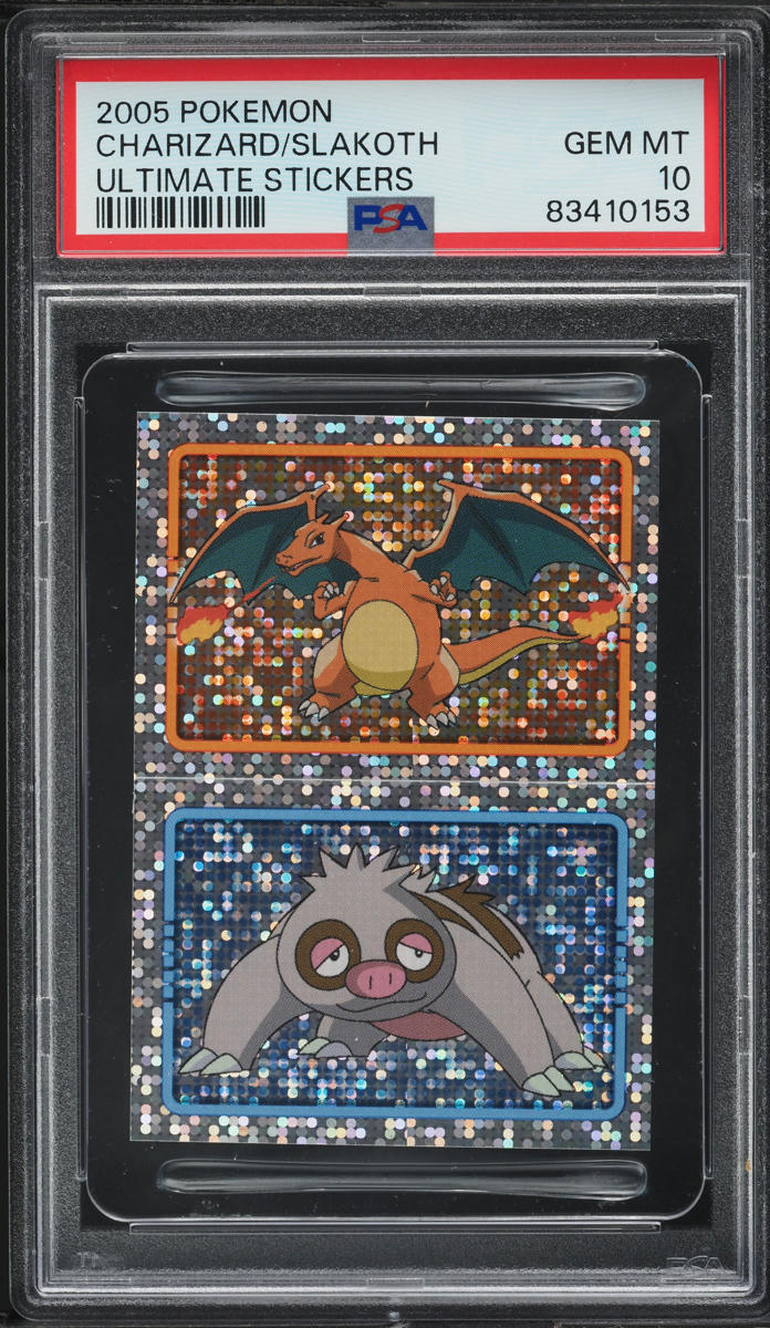 2005 Merlin Pokemon Ultimate Stickers Charizard & Slakoth PSA 10 GEM MINT