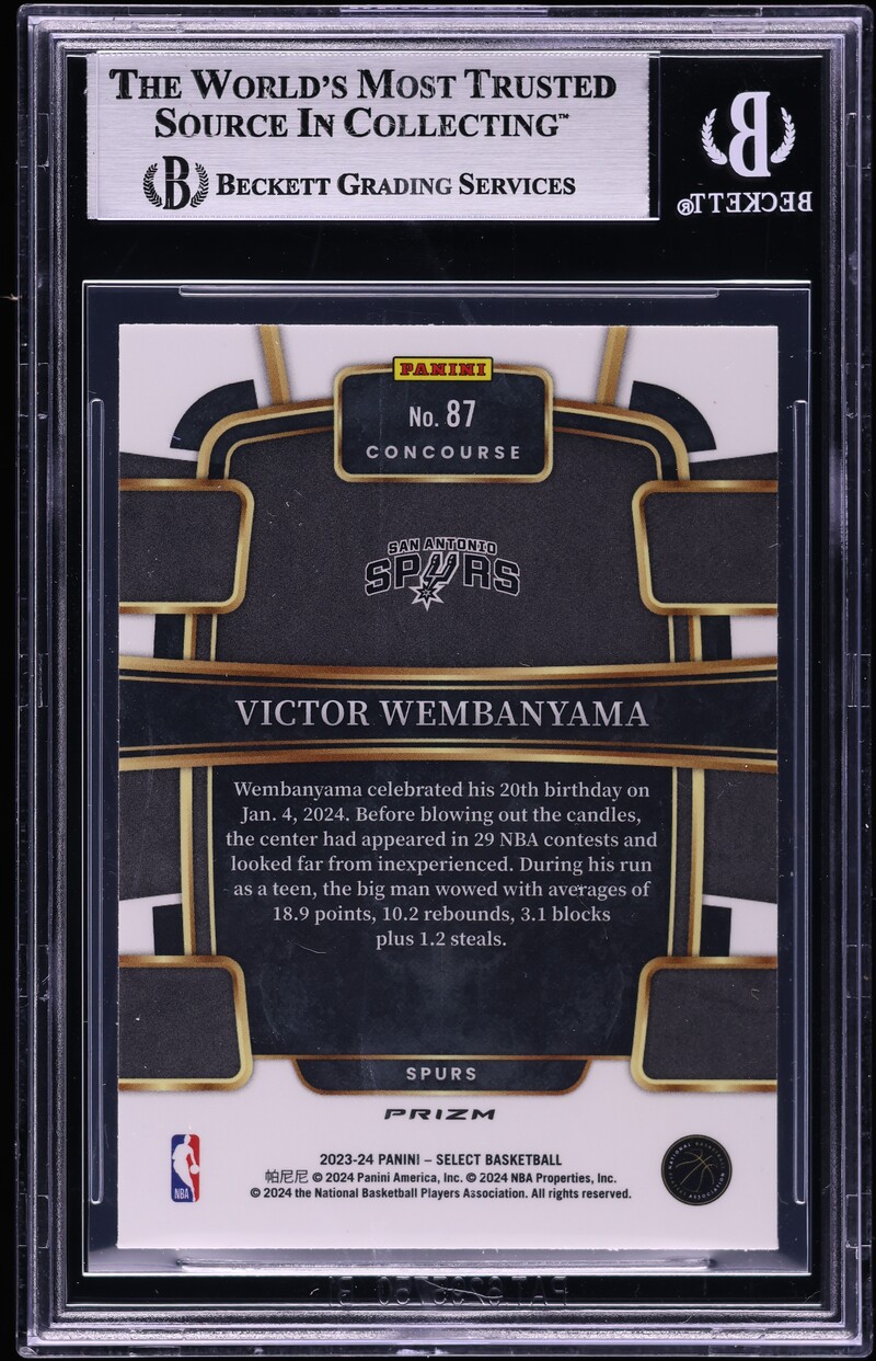 2023 Select Concourse Tri-Color Prizm Victor Wembanyama ROOKIE #87 BGS 8.5