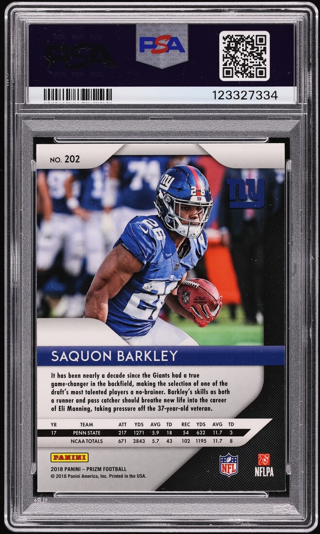 2018 Panini Prizm Saquon Barkley ROOKIE #202 PSA 9 MINT