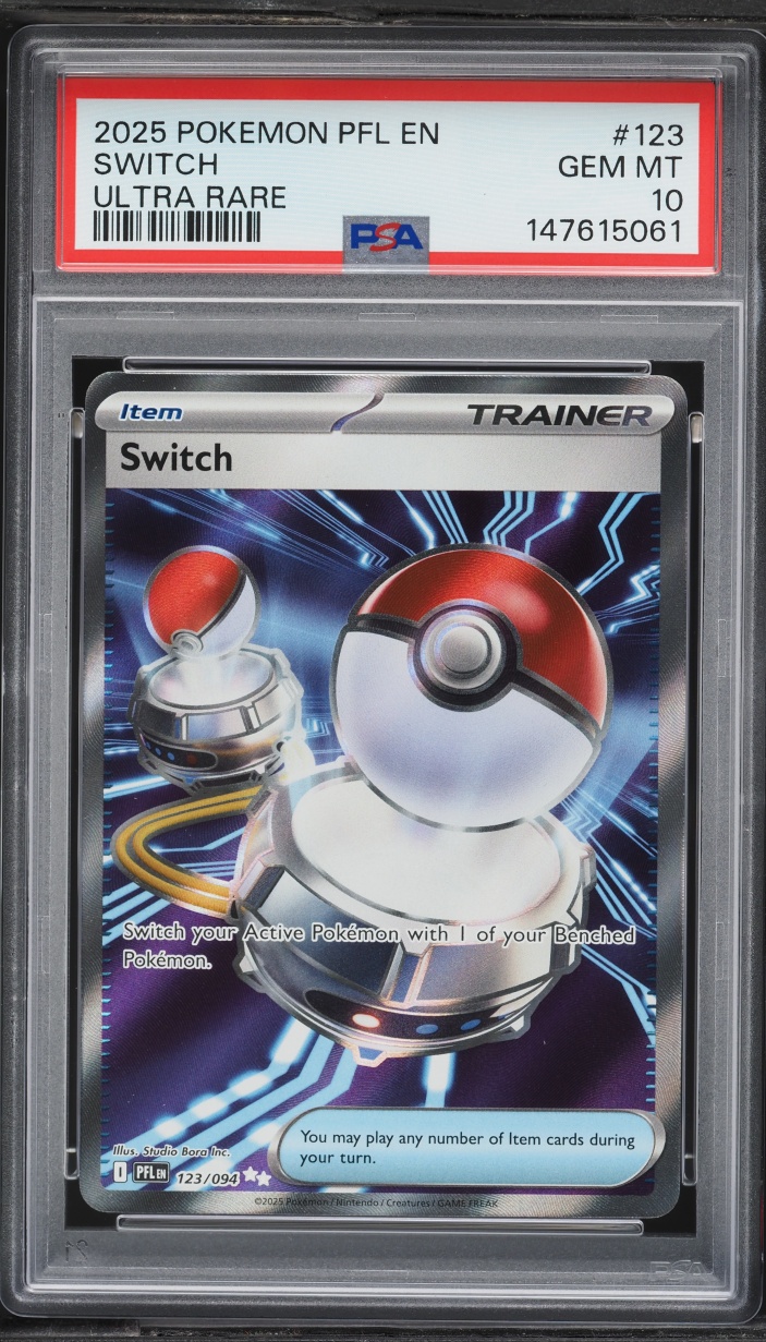 2025 Pokemon Mega Evolution Phantasmal Flames Full Art Switch #123 PSA 10 GEM MINT