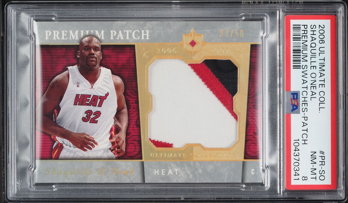 2006 Ultimate Collection Premium Shaquille O'Neal PATCH /50 #PR-SO PSA 8 NM-MT