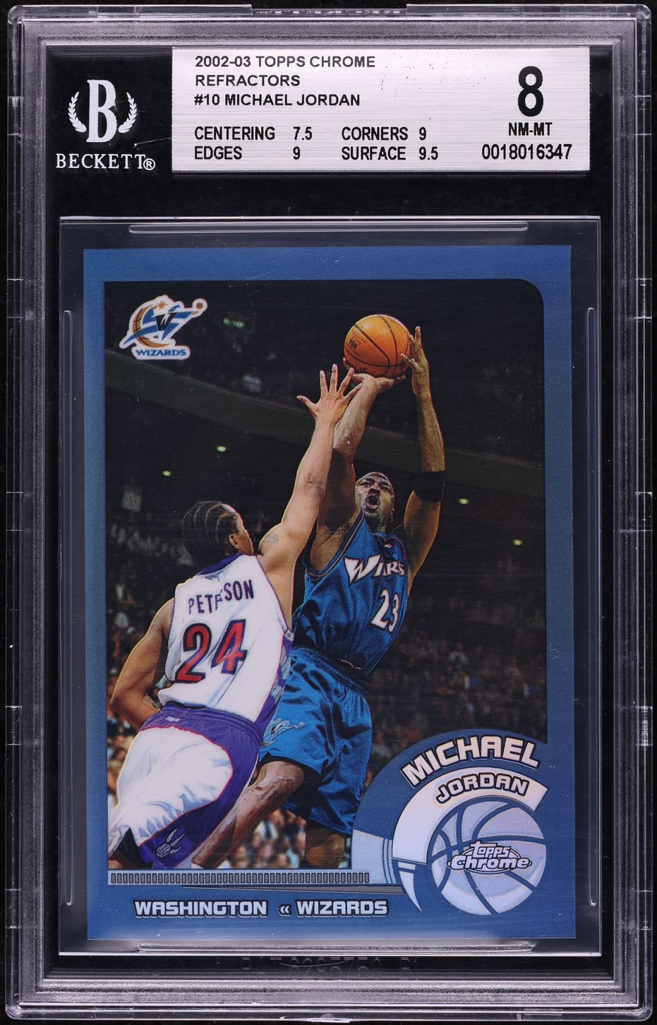 2002 Topps Chrome Refractor Michael Jordan #10 BGS 8 NM-MT