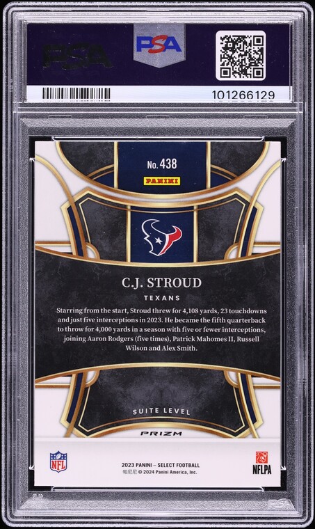 2023 Select Suite Level Silver Prizm C.J. Stroud ROOKIE #438 PSA 10 GEM MINT