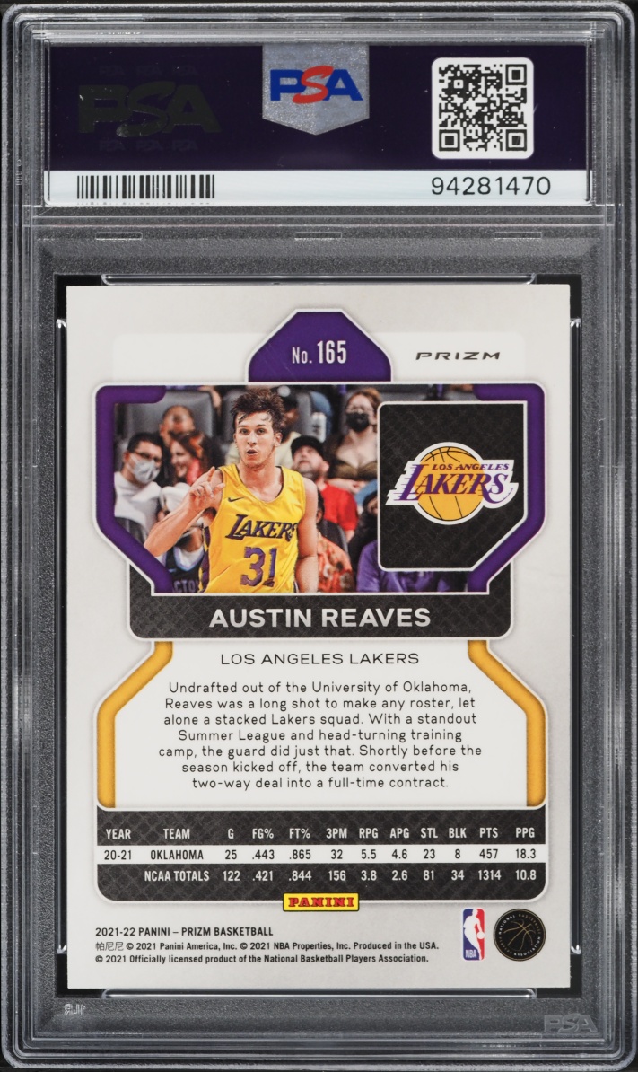 2021 Panini Prizm Silver Austin Reaves ROOKIE #165 PSA 9 MINT