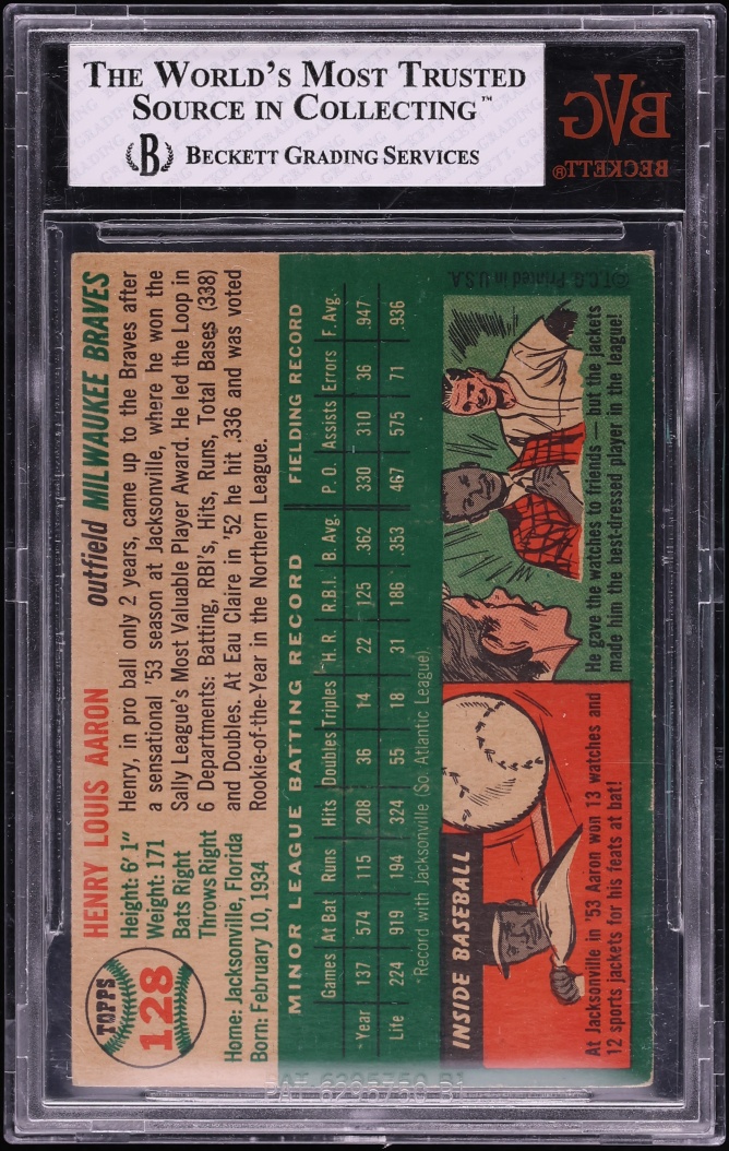 1954 Topps Hank Aaron ROOKIE #128 BVG 5.5 EX+