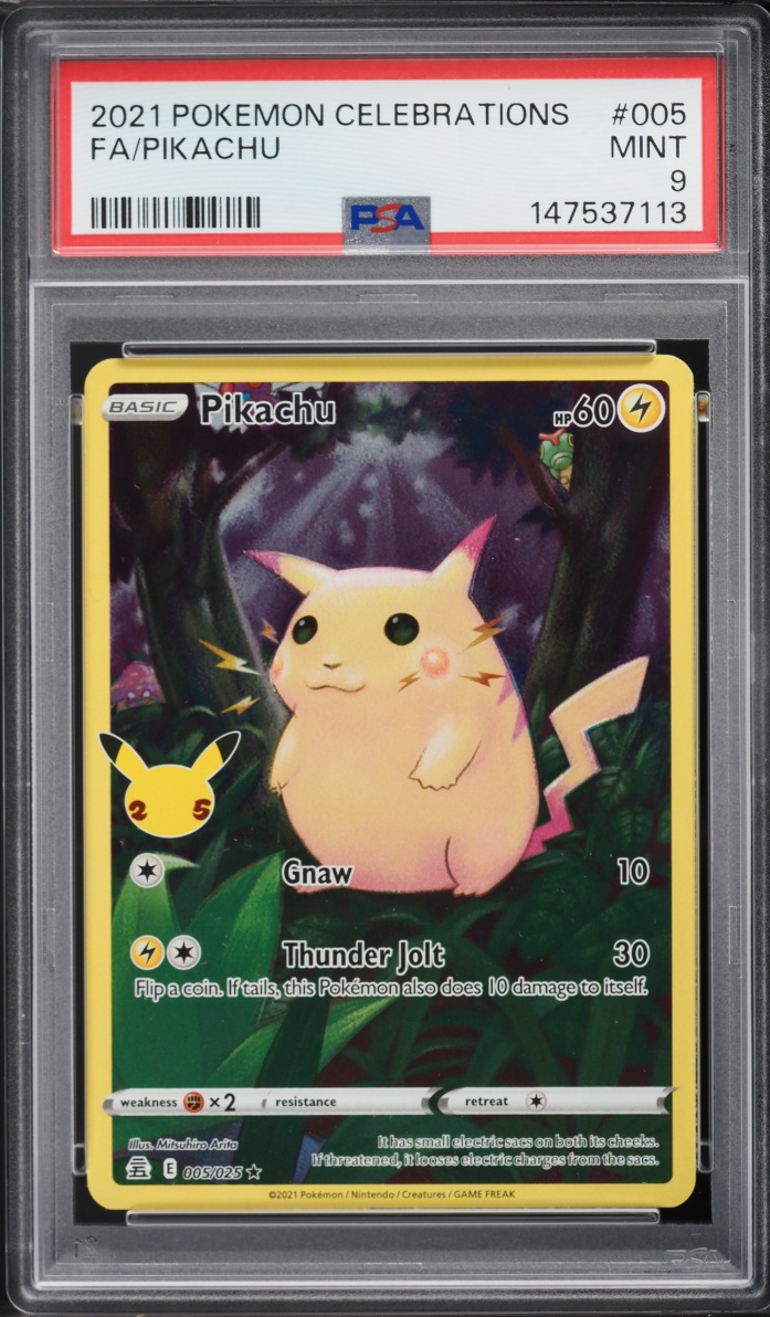 2021 Pokemon Sword & Shield Celebrations Full Art Pikachu #5 PSA 9 MINT