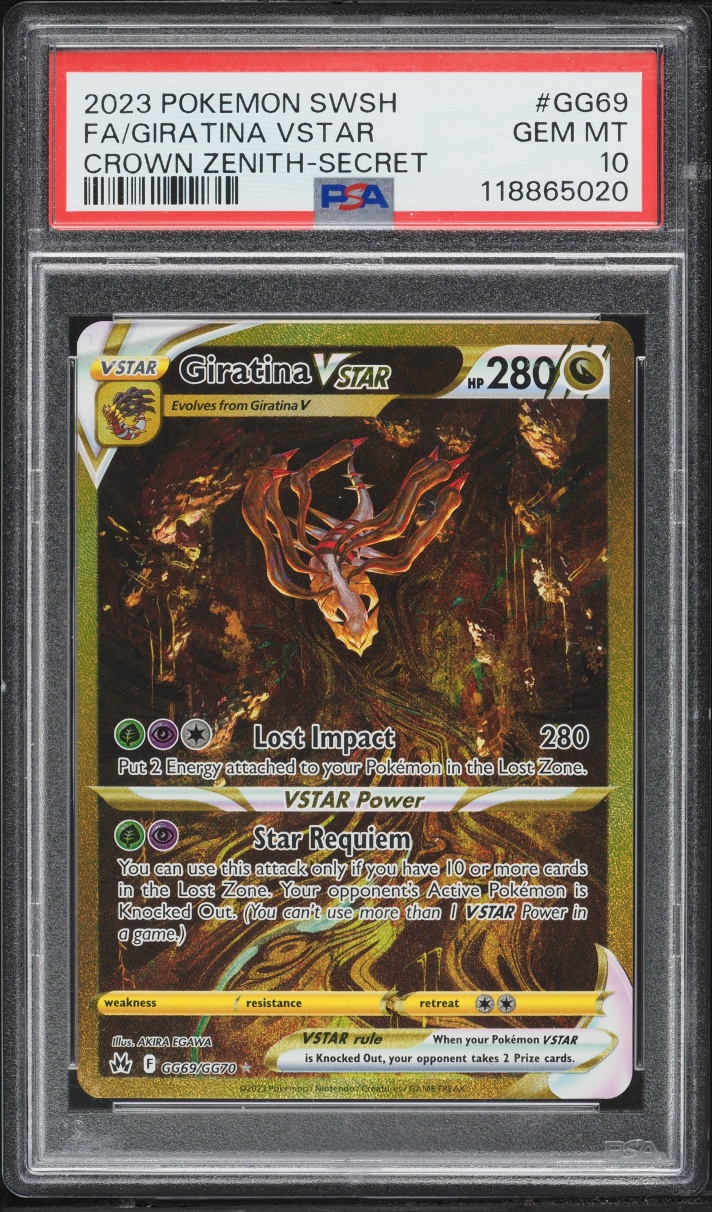 2023 Pokemon Sword & Shield Crown Zenith Gold Rare Giratina VSTAR #GG69 PSA 10 GEM MINT