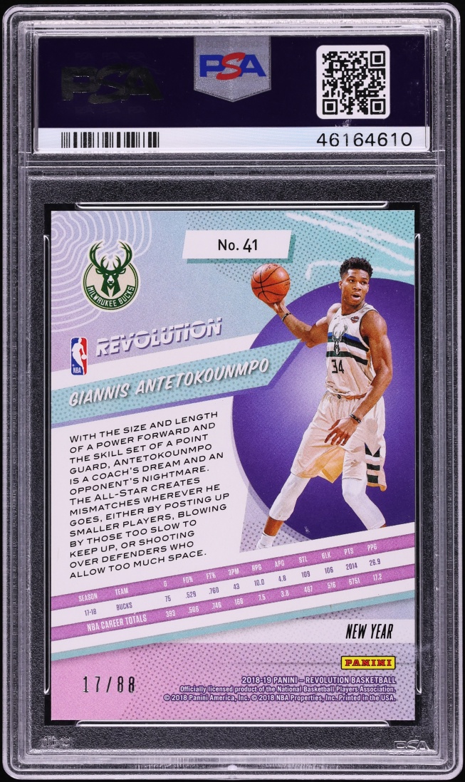 2018 Panini Revolution Chinese New Year Emerald Giannis Antetokounmpo /88 #41 PSA 10 GEM MINT