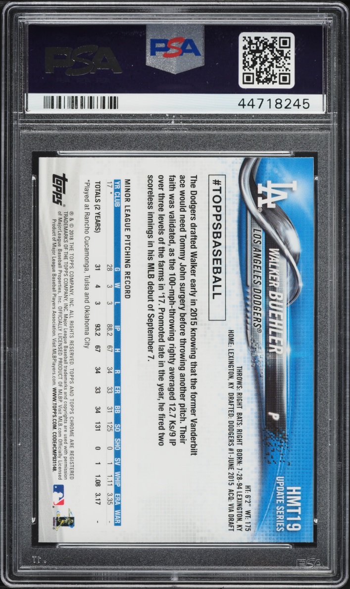 2018 Topps Chrome Update Walker Buehler ROOKIE #HMT19 PSA 10 GEM MINT