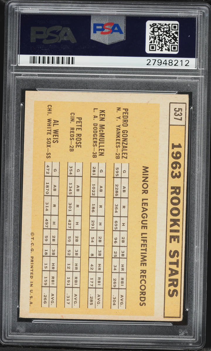 1963 Topps Stars Pete Rose ROOKIE #537 PSA 3 VG