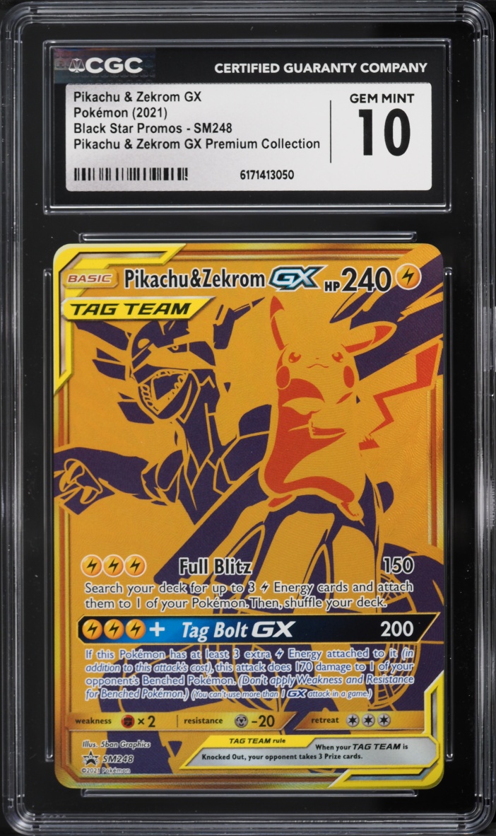 2021 Pokemon SM Promo Premium Collection Full Art Pikachu & Zekrom Gx #SM248 CGC 10 GEM MINT