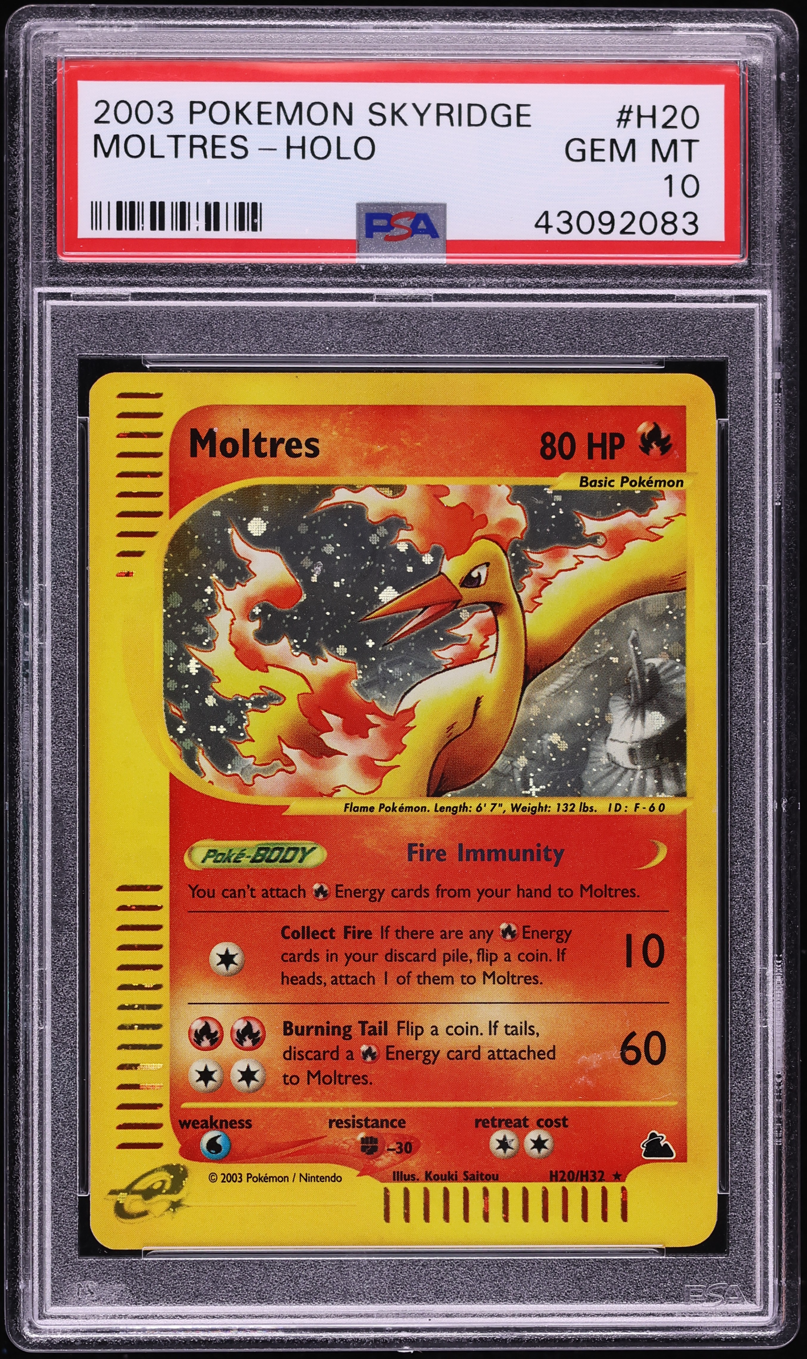 2003 Pokemon Skyridge Holo Moltres #H20 PSA 10 GEM MINT
