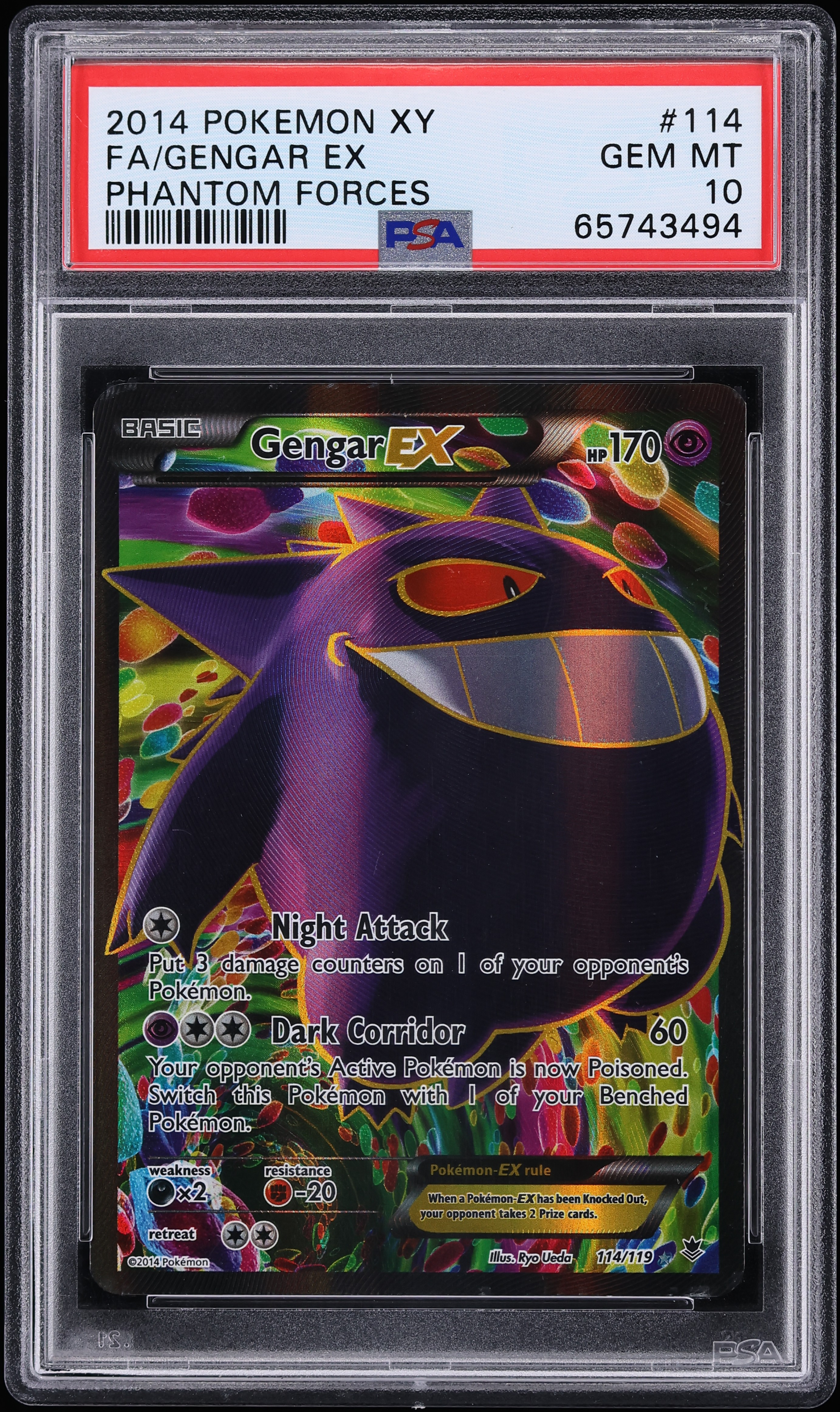 2014 Pokemon XY Phantom Forces Full Art Gengar Ex #114 PSA 10 GEM MINT