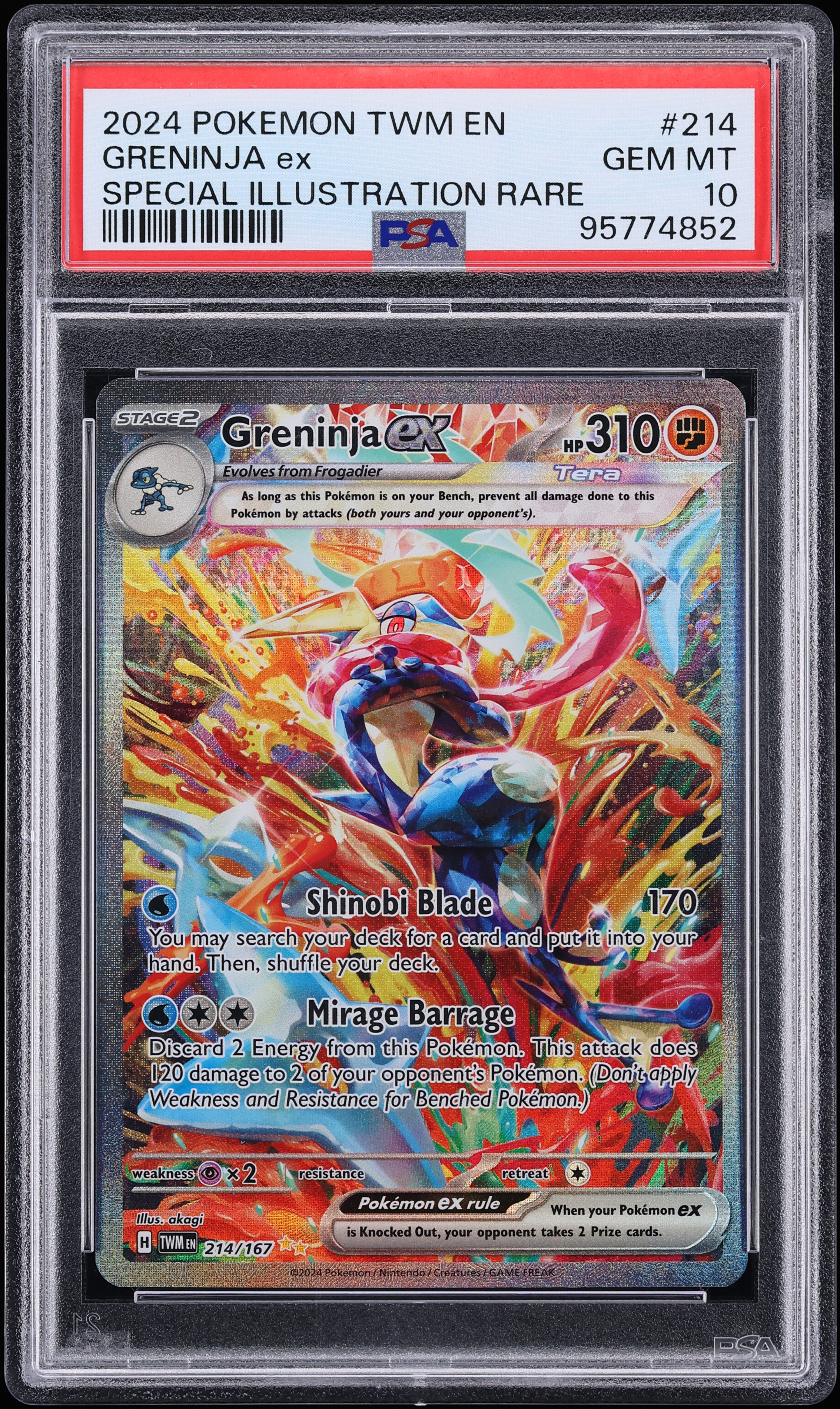 2024 Pokemon Scarlet & Violet Twilight Masquerade SIR Greninja Ex #214 PSA 10 GEM MINT