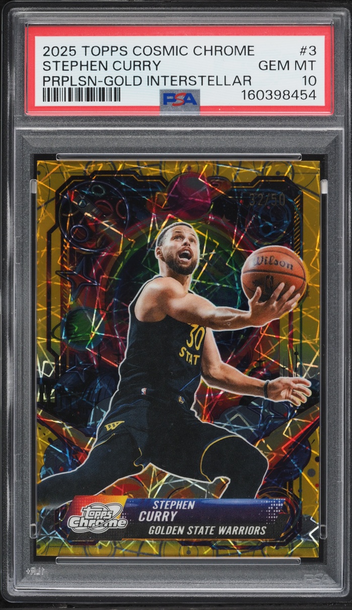 2025 Topps Chrome Cosmic Propulsion Gold Interstellar Stephen Curry /50 #3 PSA 10 GEM MINT