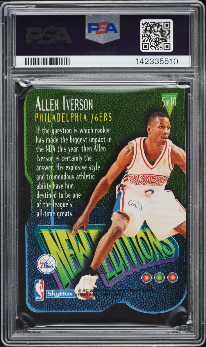 1996 Skybox Premium New Editions Die-Cut Allen Iverson ROOKIE #5 PSA 7 NRMT