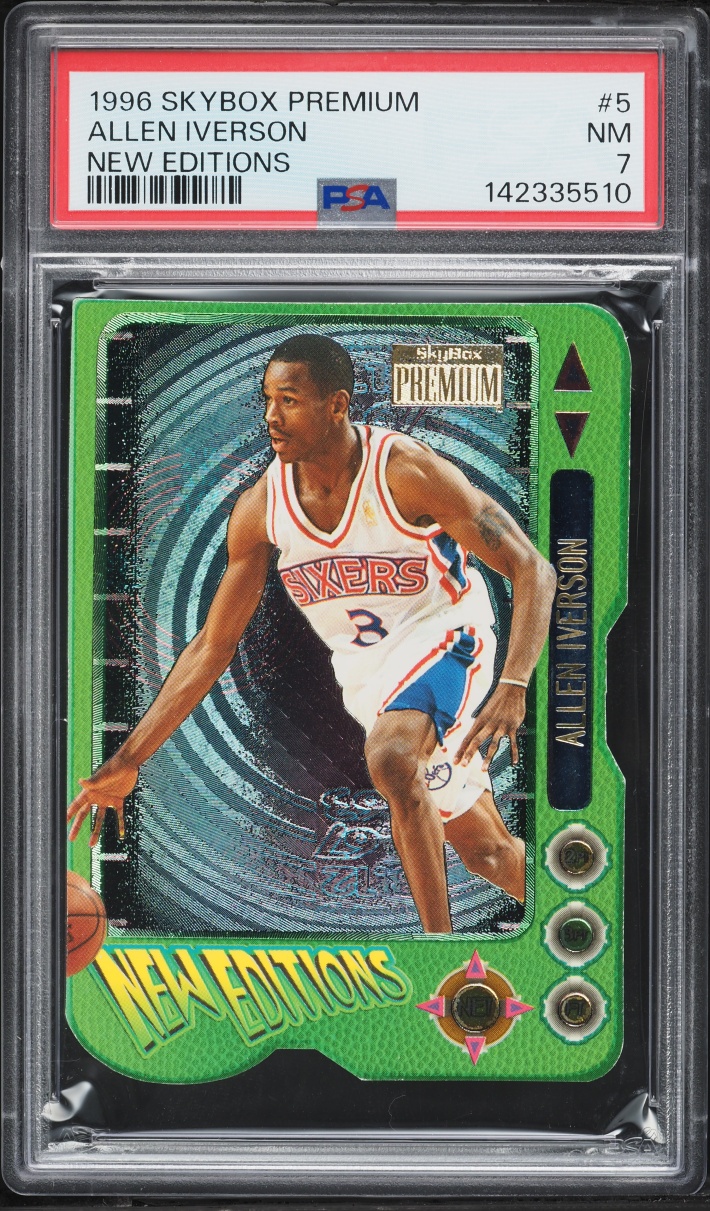 1996 Skybox Premium New Editions Die-Cut Allen Iverson ROOKIE #5 PSA 7 NRMT