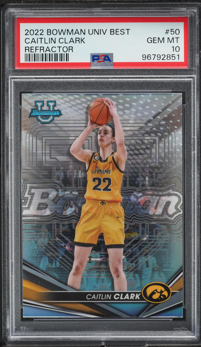 2022 Bowman University Best Refractor Caitlin Clark ROOKIE 50 PSA 10 GEM MINT on Fanatics Collect