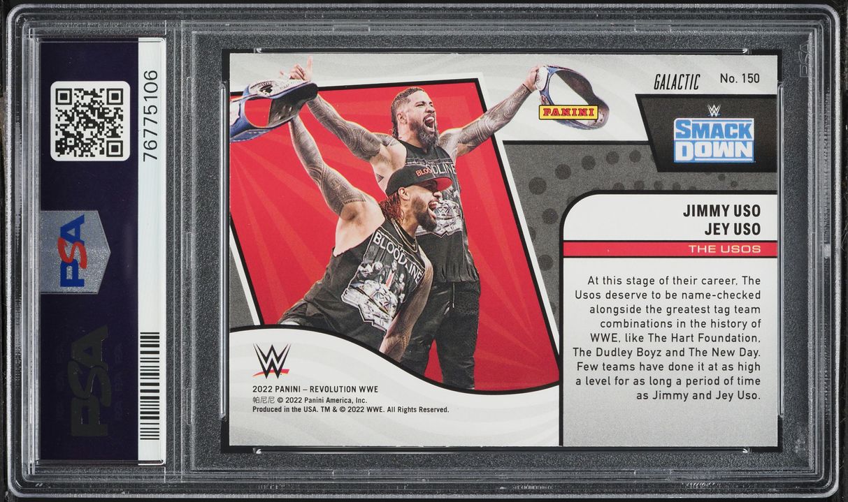 2022 Panini Revolution WWE Galactic Jey & Jimmy Uso #150 PSA 9 MINT