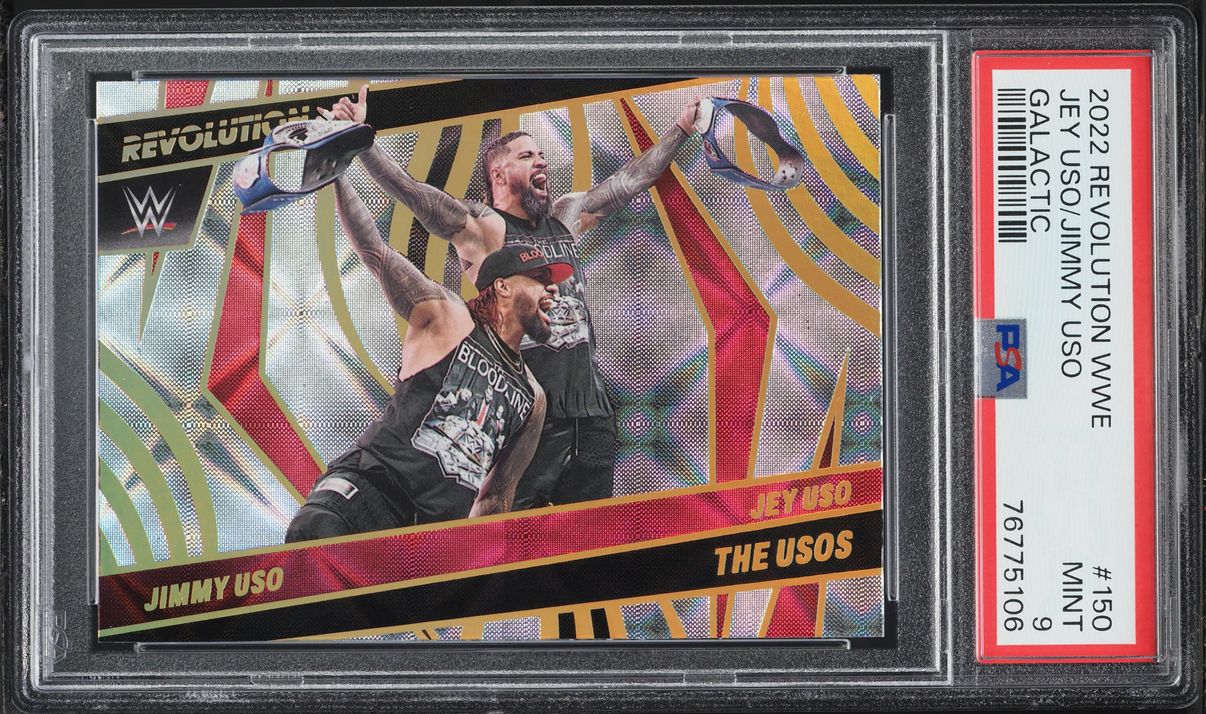 2022 Panini Revolution WWE Galactic Jey & Jimmy Uso #150 PSA 9 MINT