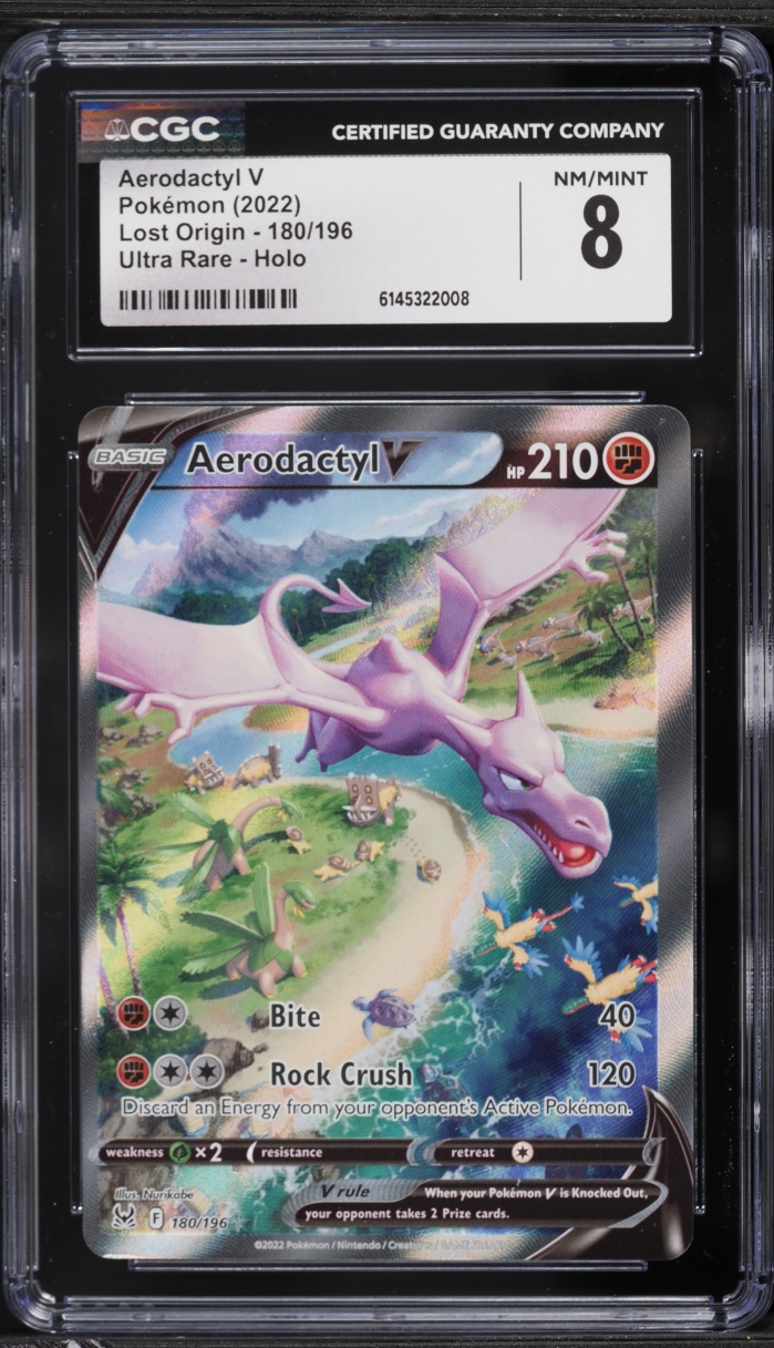 2022 Pokemon Sword & Shield Lost Origin Alt Art Aerodactyl V #180 CGC 8 NM-MT