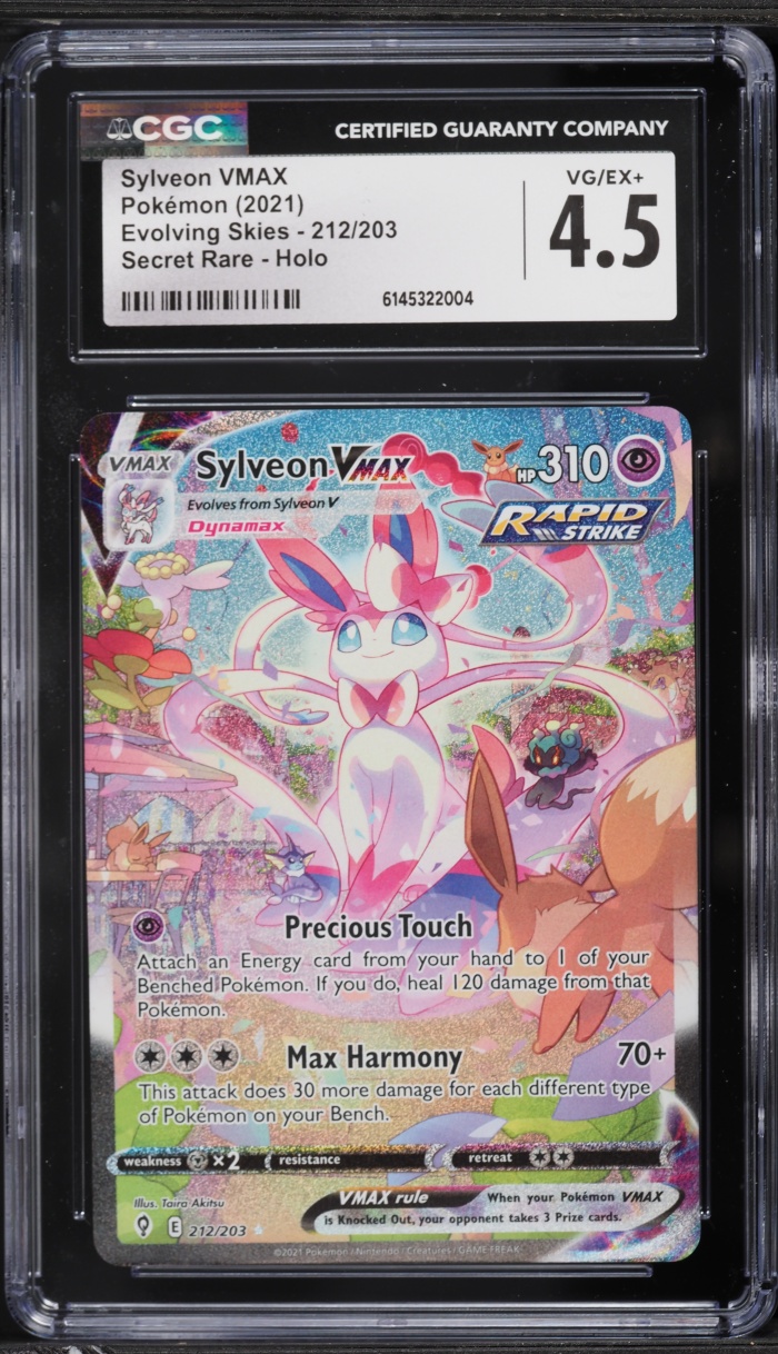2021 Pokemon Sword & Shield Evolving Skies Alt Art Sylveon VMAX #212 CGC 4.5 VGEX+
