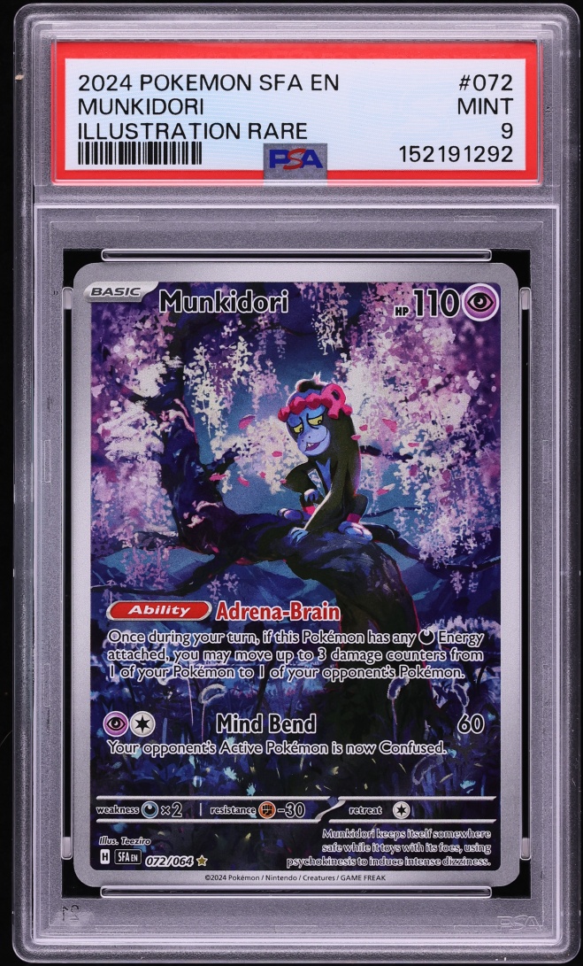 2024 Pokemon Scarlet & Violet Shrouded Fable IR Munkidori #72 PSA 9 MINT