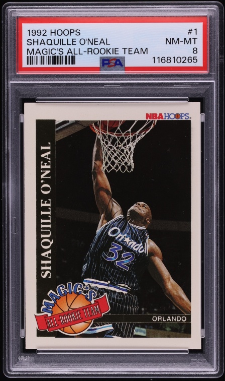 1992 Hoops Magics All Team Shaquille O'Neal ROOKIE #1 PSA 8 NM-MT