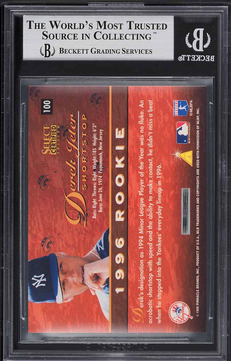 1996 Select Certified Blue Derek Jeter ROOKIE #100 BGS 9 MINT