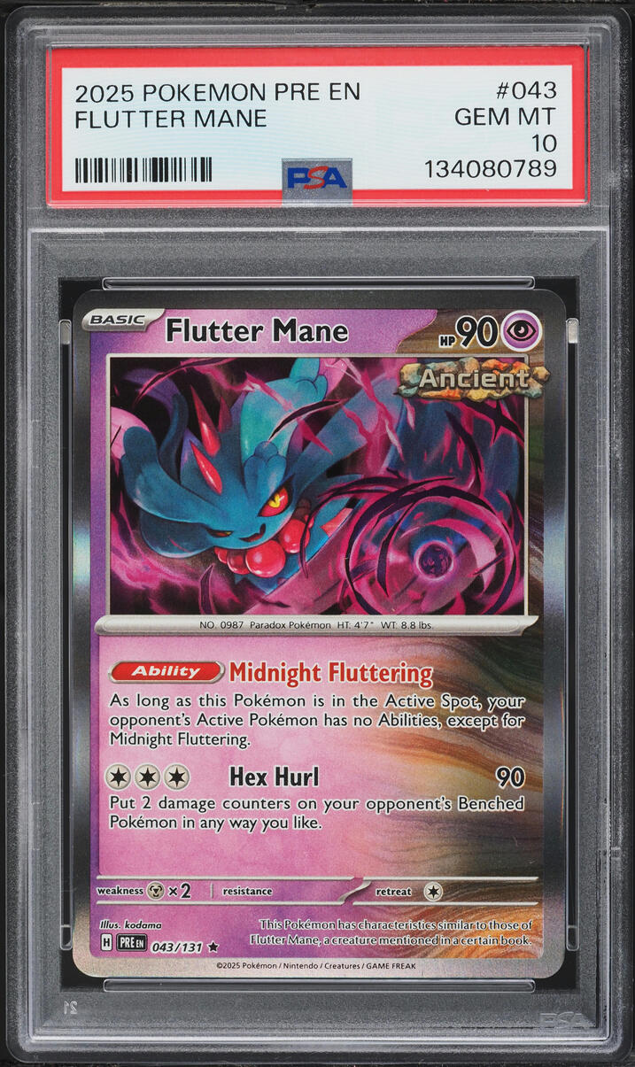 2025 Pokemon Scarlet & Violet Prismatic Evolutions Flutter Mane #43 PSA 10 GEM MINT