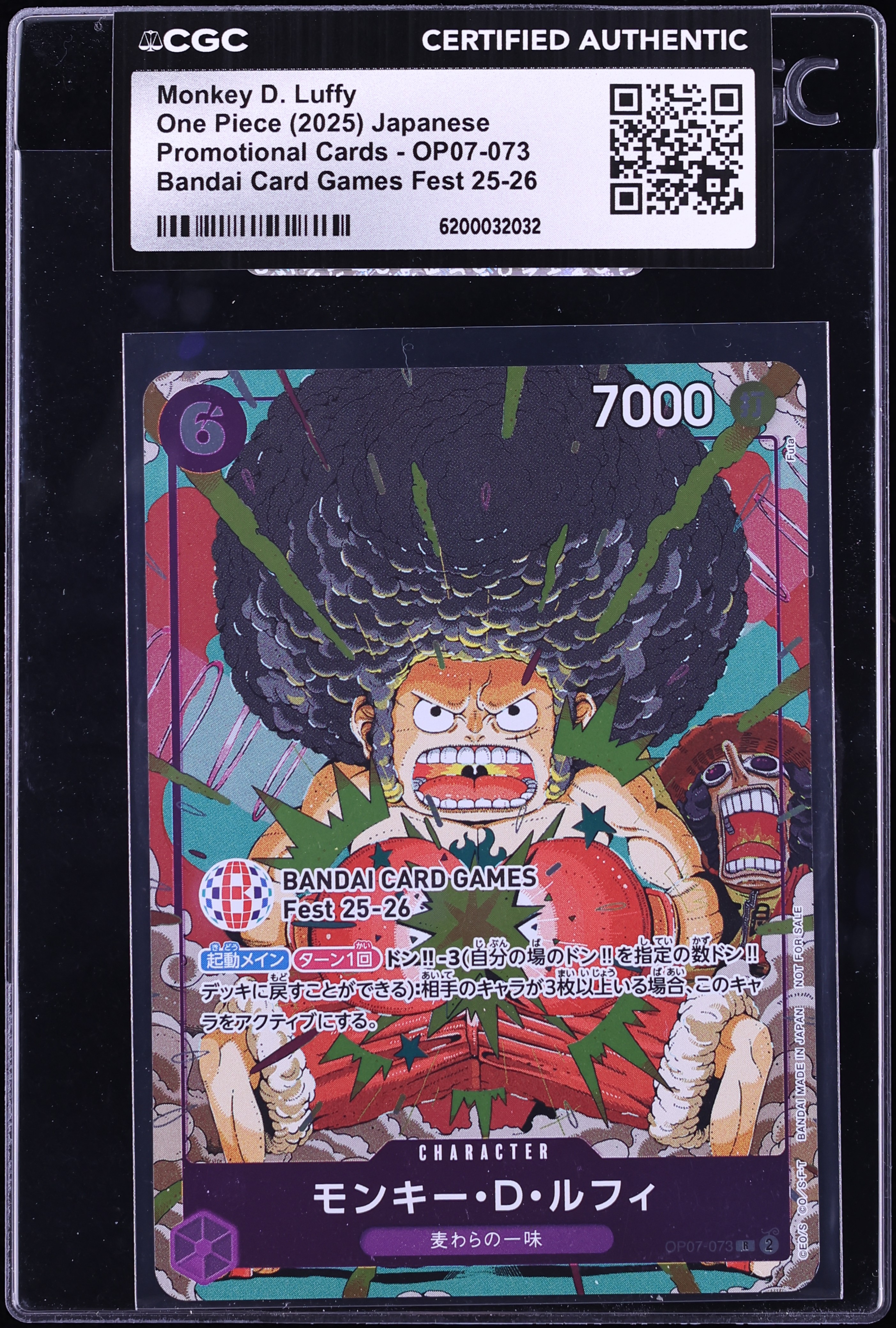 2025 One Piece Japanese Promo Bandai Games Fest Monkey D. Luffy #OP07-073 CGC AUTH