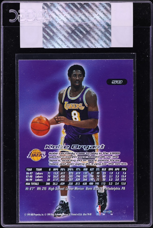 1999 Ultra Basketball Kobe Bryant #50 CGC AUTH
