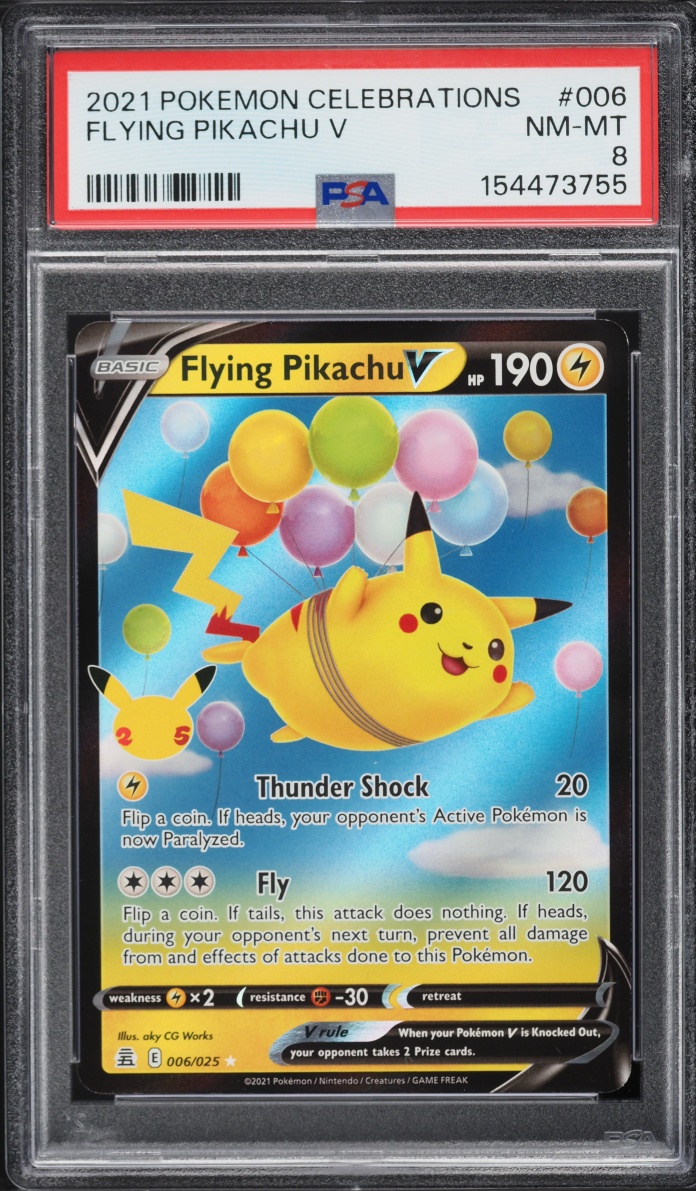 2021 Pokemon Sword & Shield Celebrations Alt Art Flying Pikachu V #6 PSA 8 NM-MT