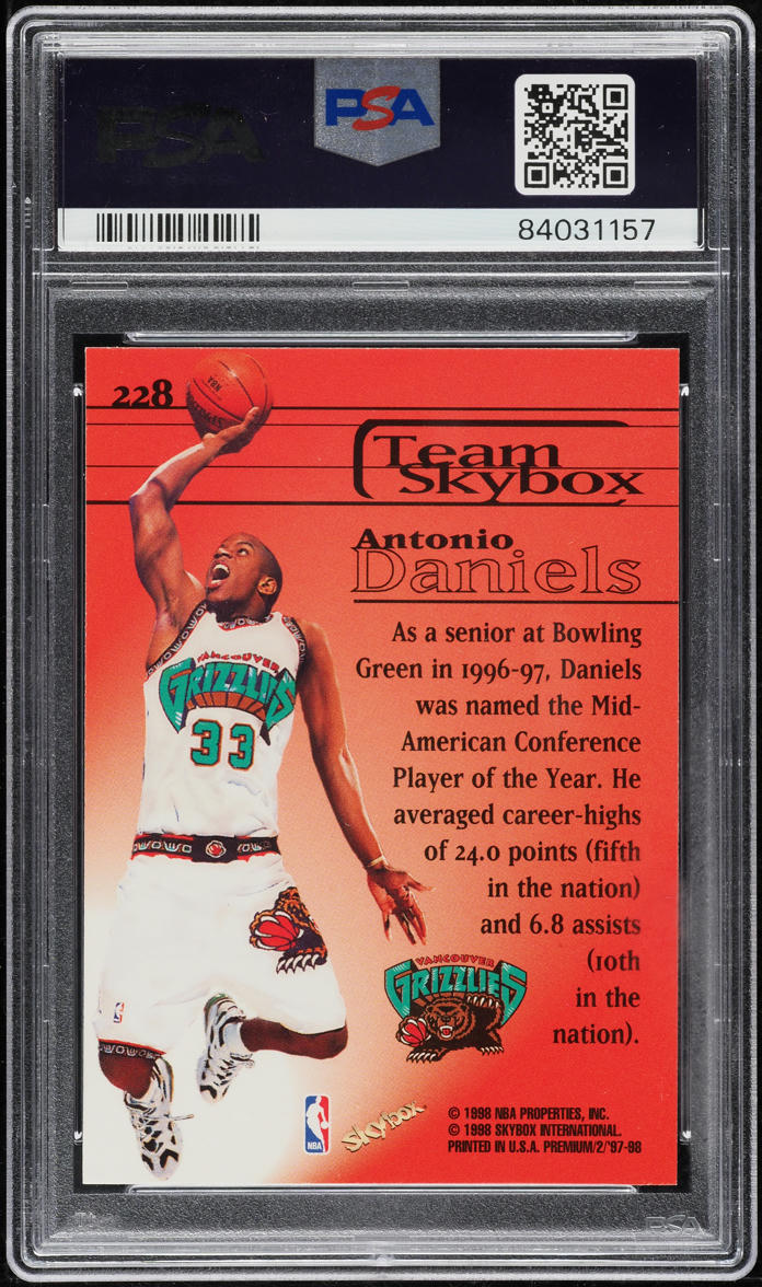 1997 Skybox Premium Antonio Daniels #228 PSA 10 GEM MINT