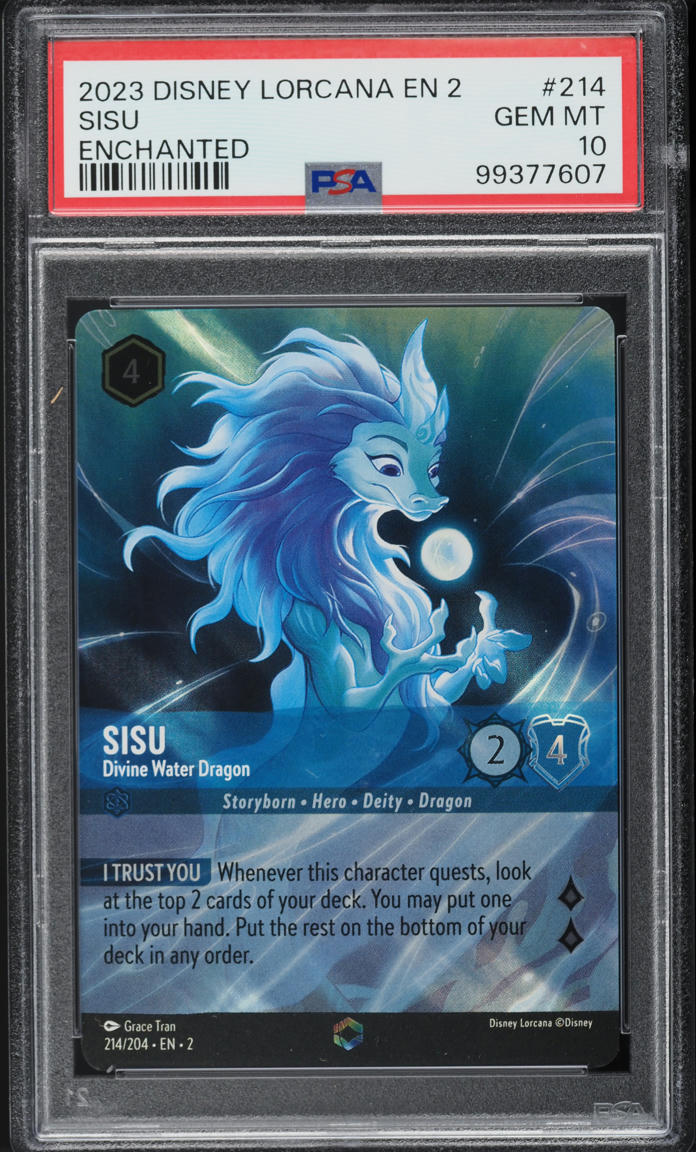 2023 Disney Lorcana Rise Of The Floodborn Enchanted Sisu Divine Water Dragon  #214 PSA 10 GEM