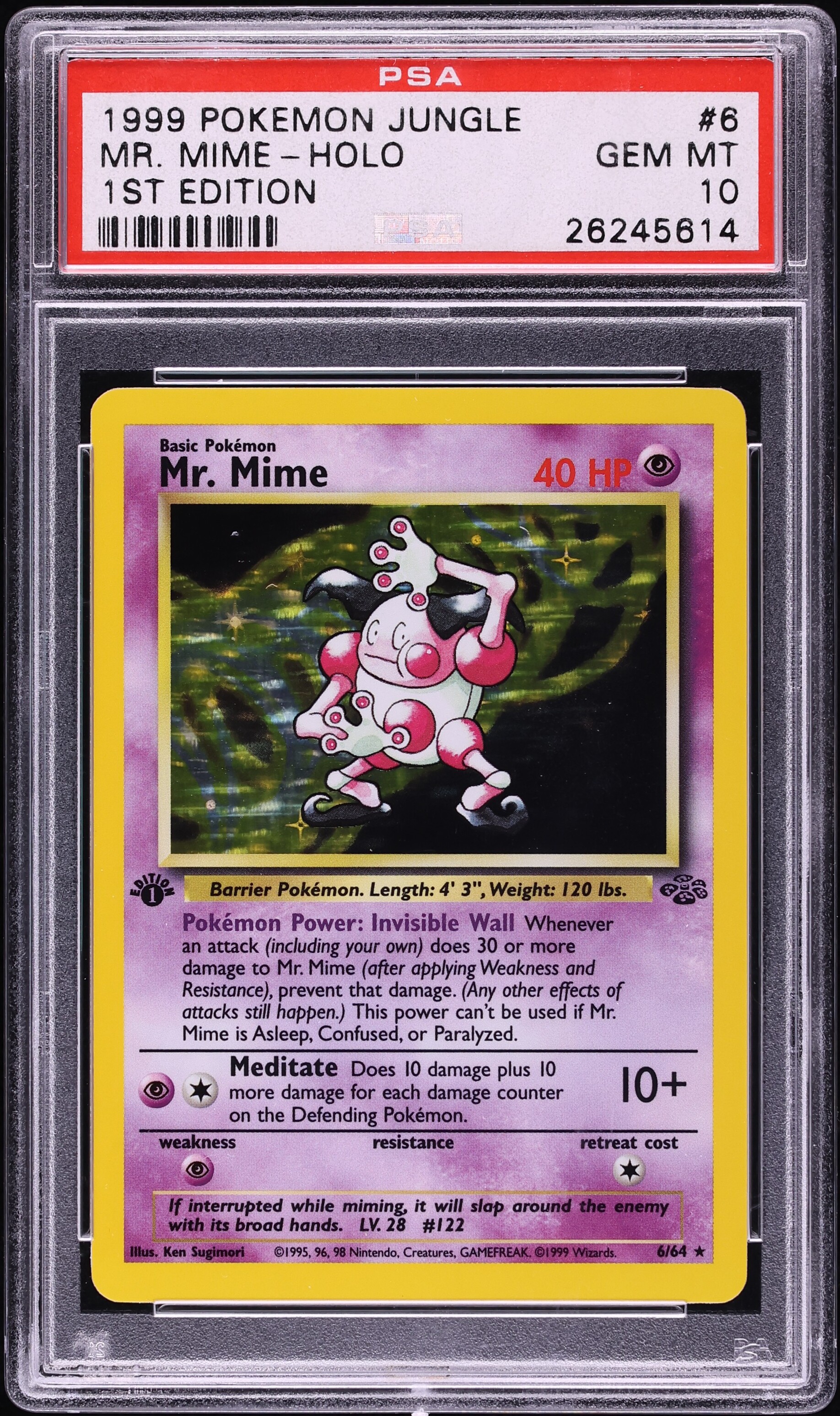 1999 Pokemon Jungle 1st Edition Holo Mr. Mime #6 PSA 10 GEM MINT