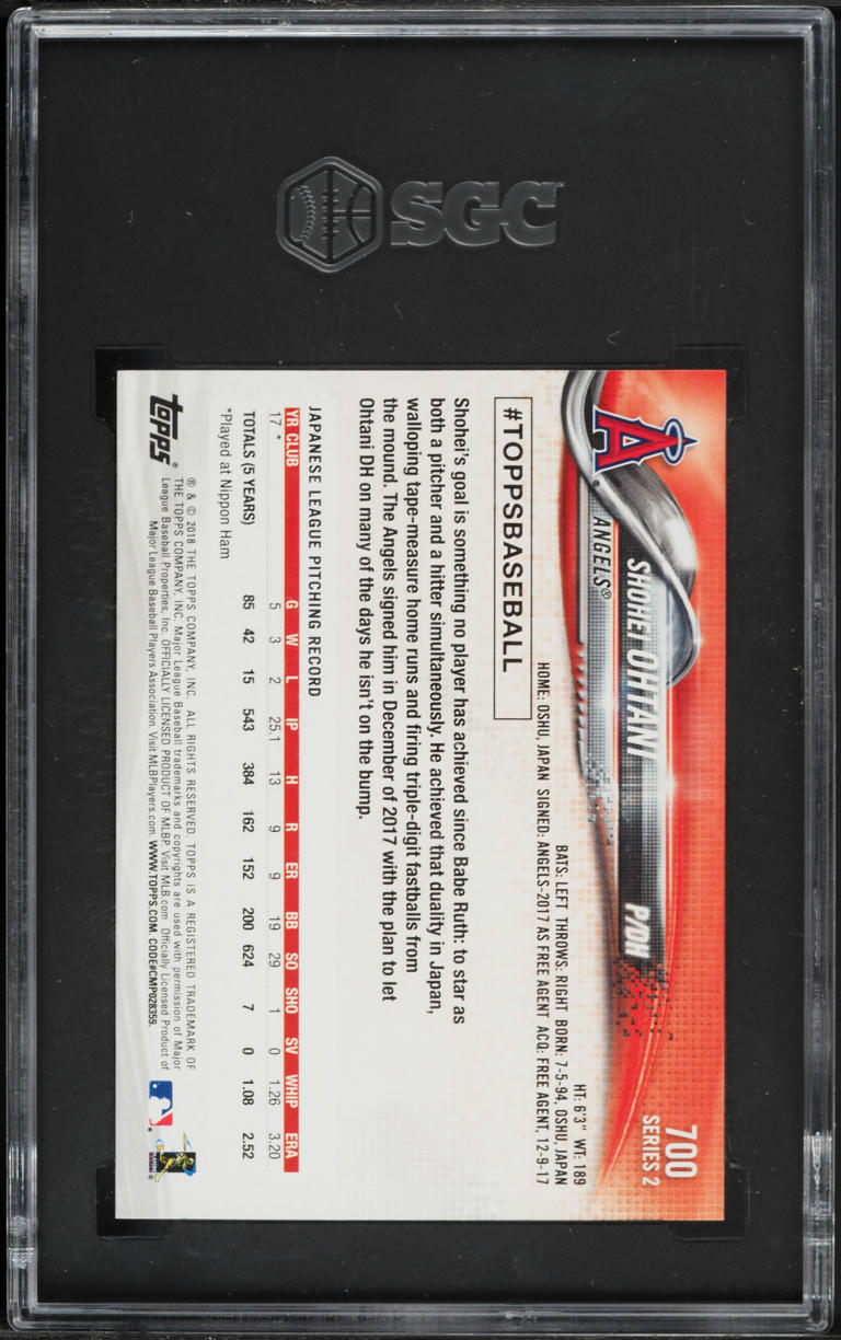 2018 Topps Shohei Ohtani ROOKIE #700 SGC 9.5 MINT+